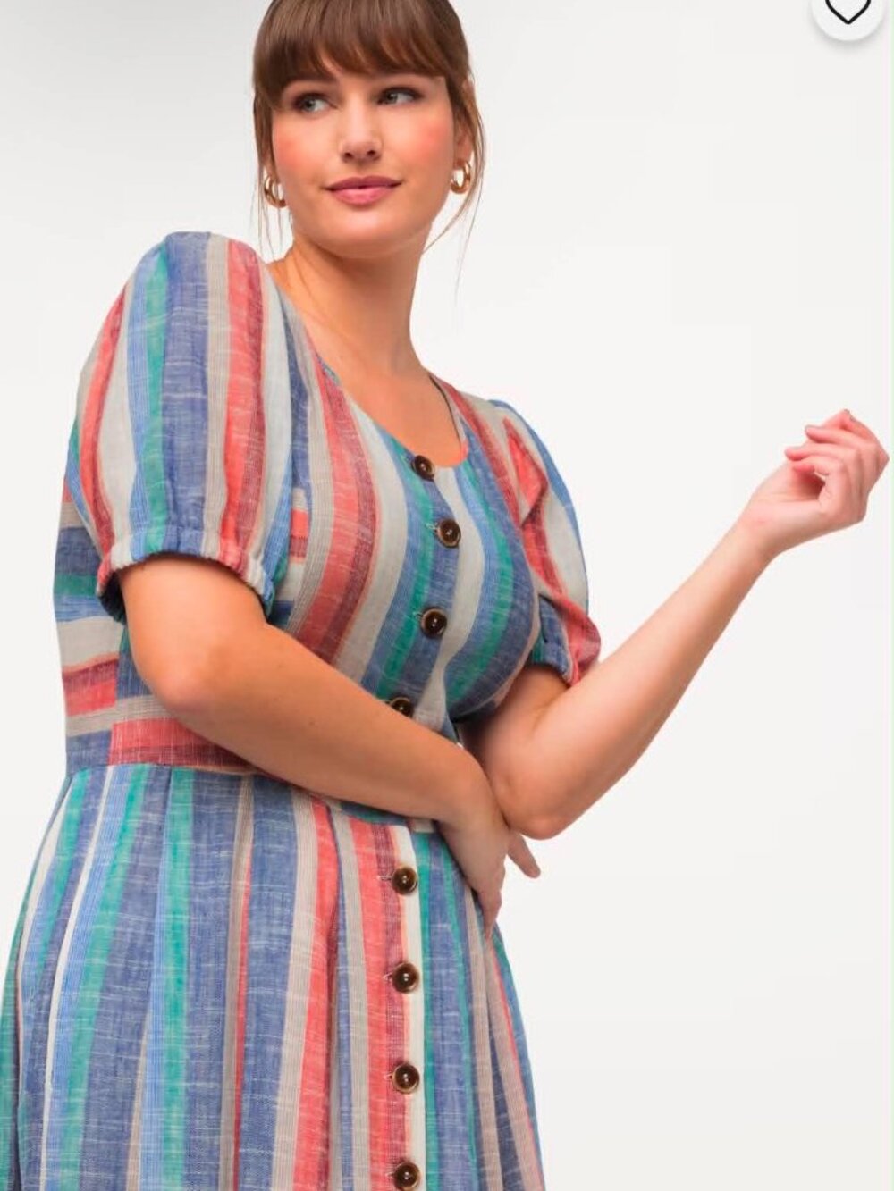 Ulla Popken Striped Linen Blend Button Front Dress size 20 - Picture 2 of 11